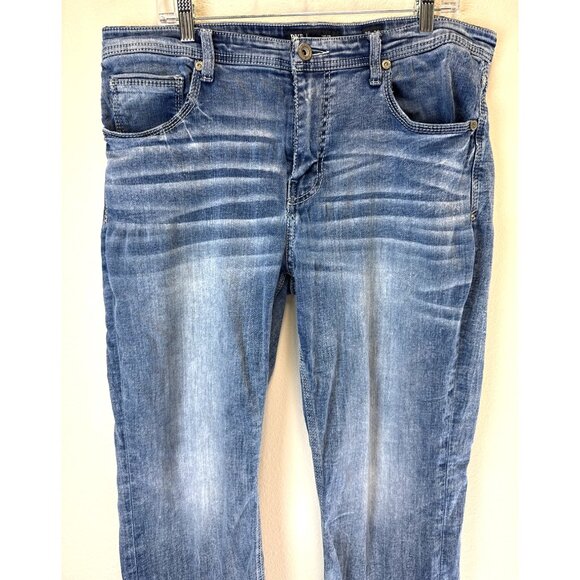 BKE Men's Tyler Relaxed Fit Jeans 36x30 Stretch Thick Stitch Whiskered - Picture 4 of 13